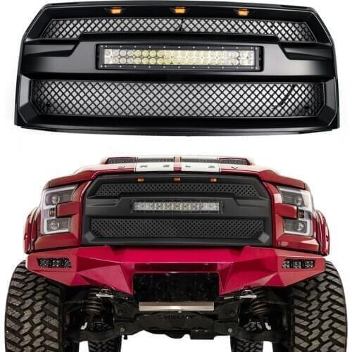 New style with LED spotlight radiator grille bumper front grille modification accessories For 2015-2017 Ford F150