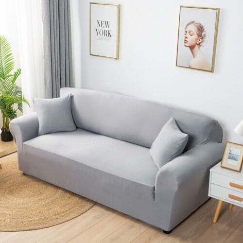 Solid Color Sofa Covers for Living Room Polyester Modern Elastic Corner Couch Cover Slipcovers Chair Protector 1/2/3/4 Seater