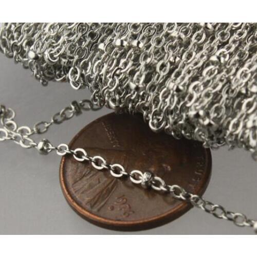 Lot 8 meters 2.4mm Stainless steel joint Oval Rolo chain Jewelry findings Marking in bulk DIY Fit pendant