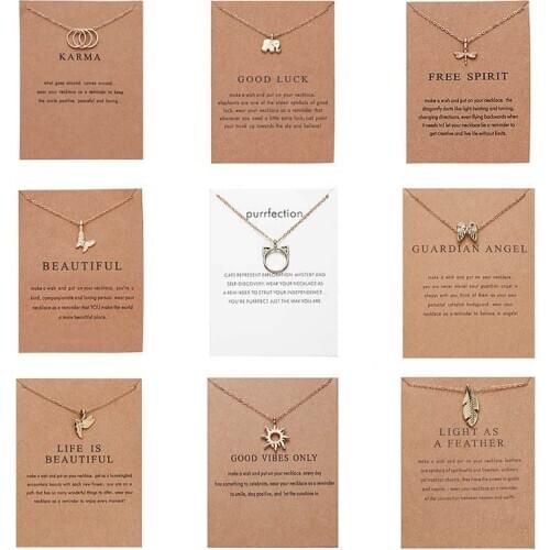 Cute Sun Leaves Pendant Necklaces for Women Circle Cat Ear Owl Charm Choker Necklace Minimalism Neck Chain Fashion Jewelry Gif