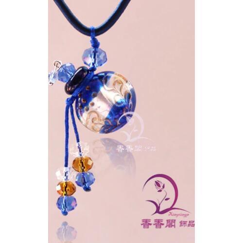 2PCS Murano Glass Perfume Baroque Necklaces (with cord) , fragrance vial ,Scent vial pendant, perfume jewelry