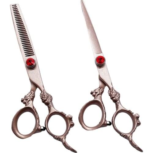 6 Inch Rose Gold Japanese Stainless Steel 440A Hairdressing Hair Cutting Thinning Professional Barber Scissors