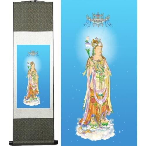 El Oeste tres impulso sagrado a la seda de bodhisattva cuelga una imagen/pintura decorativa pintura de desplazamiento al por may