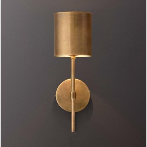 Postmodern light luxury full copper personality gray wall lamp simple retro living room bedroom decorative wall lamp