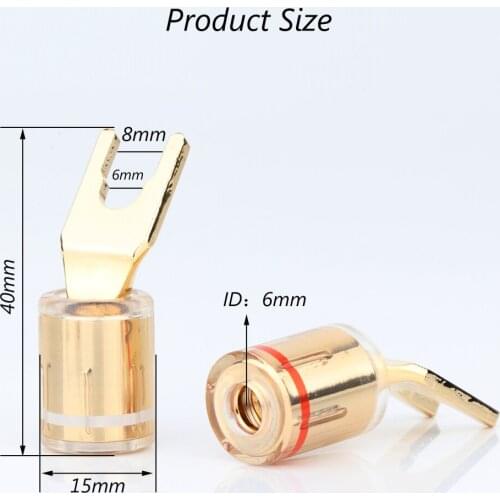 Prfeffair High Quality SY1528 High Quality Gold Plated Speaker Banana Spade Plug Screw Type