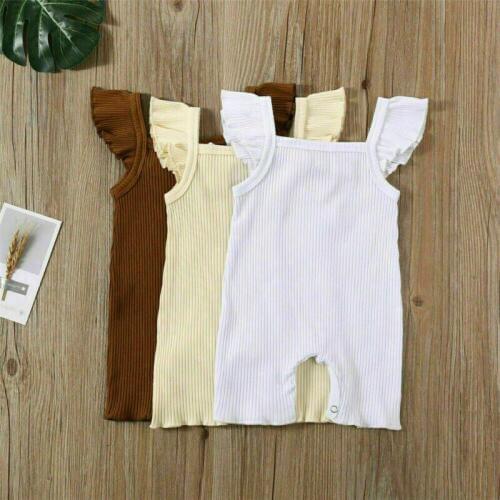 Pudcoco 2020 Toddler Baby Girl Summer Clothes Romper Solid Sleeveless Jumpsuit Outfits 3-18M UK Stock