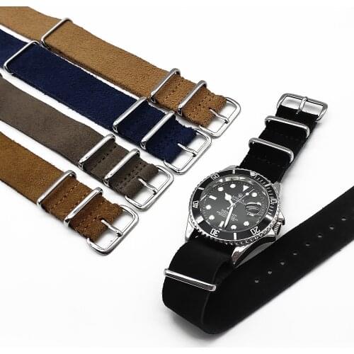 Soft Suede Watch Band Leather Nato Strap 22mm Genuine Leather Black Watch Belt Watch Strap 20 mm Quick Release Watch Accessories