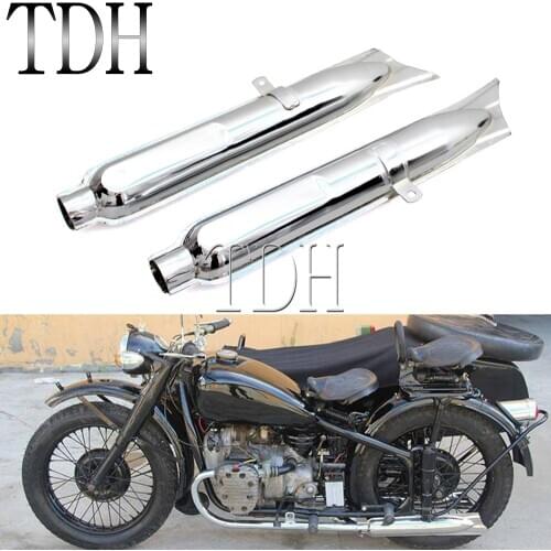 Chrome Retro 750cc Fish Tail Motorcycle Rear Exhaust Pipe Muffler For BMW K750 M1 M72 R71 R12 Dnepr MT12 Exhaust Pipe