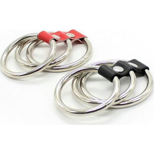 Steel 3 rings Lasting erection Cock Ring delay products Metal balls Loop extend bold gSpot squirt penis extend sex toys for man