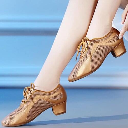 Latin professional dance shoes Mid 3.5cm heel Soft bottom Indoor Spring