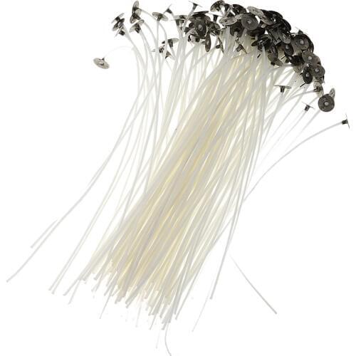 Pack of 50 15cm Pre Waxed Wicks for Candle Making With Sustainers