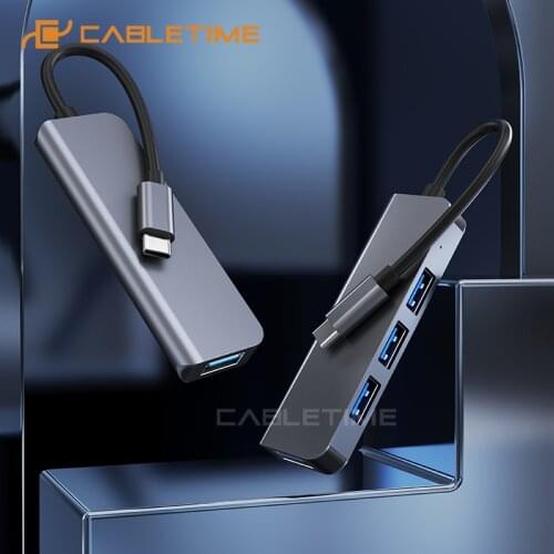 CABLETIME USB HUB to USB 3.0 5Gbps 3*USB 2.0 Ports Adapter for PC Laptop Macbook Air Type C Converter H19