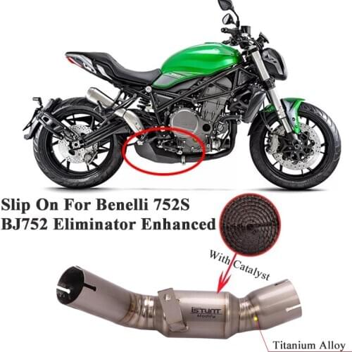 Motorcycle Exhaust System Escape For Benelli 752 752S BJ750GS Titanium Alloy Mid Link Pipe Catalyst Delete Eliminator Enhanced