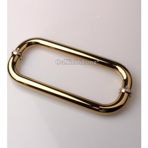 High Quality Stainless Steel Frameless Shower Door Handles Gold O Shape Pull / Push Handles Furniture Hardware
