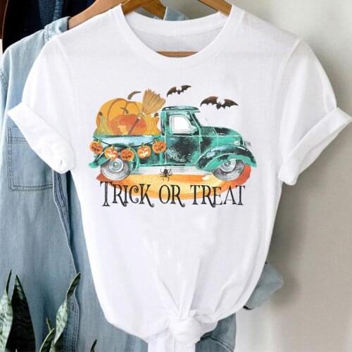 Female Short Sleeve Tee T-Shirt Women Watercolor Lovely Pumpkin Fall Halloween Thanksgiving Graphic Clothes Tshirt Top Print T