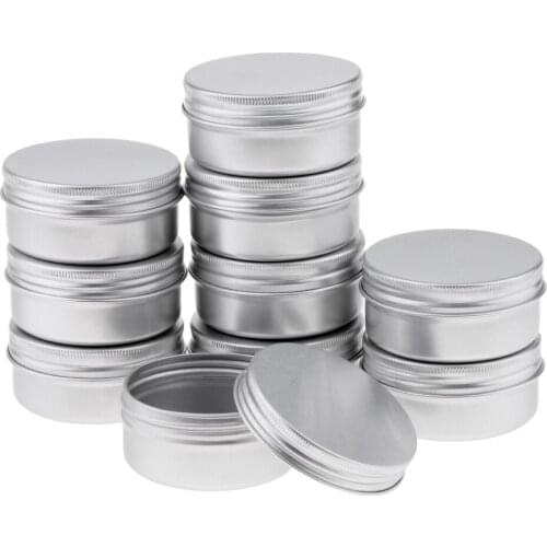 10x 50ml Round Aluminum Cosmetic Cream Empty Lip Balm Containers Jars Tin