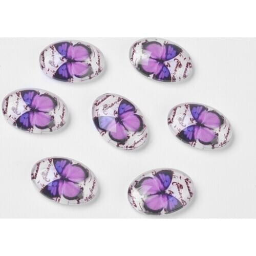 50pcs Tempered Dome Glass Cabochons Oval Flat Back Mixed Color Embellishments Findings for Antique Ring Jewelry Making 18X13X6mm