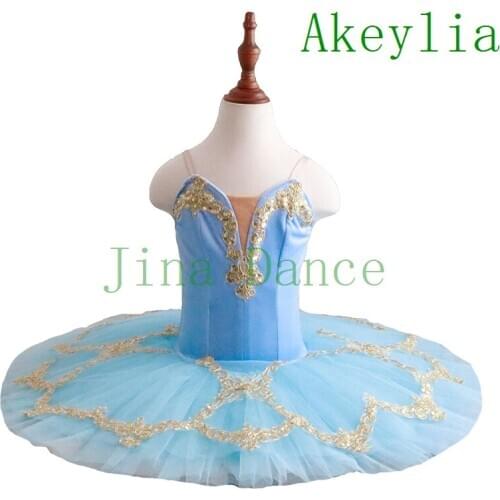 Aqua Blue Professional Ballet Tutu Pancake Classical Ballet Tutu Performance Stage Competition Ballerina Blue Stage Platter Tutu