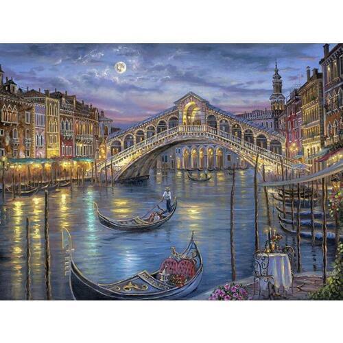 Hot NEW 3D DIY diamond Painting Venice Town Lake Bridge Landscape Image Scroll Full Drill Rhinestones needlework mosaic Crafts