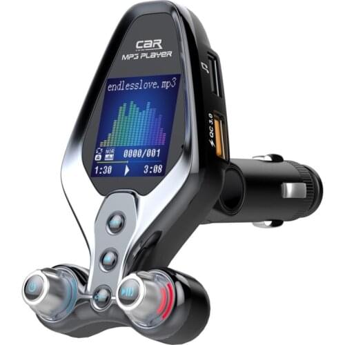Car MP3 Bluetooth 5.0 Player Radio FM Transmitter QC3.0 Fast Charger Support TF Card AUX Car Adapter with TFT Screen T3EF