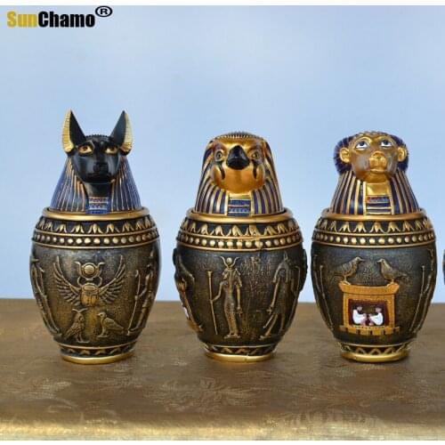 Ancient Egypt Cat God Canopic Jar Storage Figurines Pharaoh Saint Resin Art&Craft Home Decoration