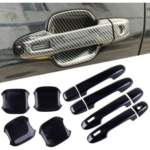 Beler 1Set Carbon Fiber Style Exterior Door Handle Bowl Cup & Cover Trim Fit for Subaru Forester 2019 2020