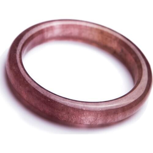 Genuine Red Natural Strawberry Quartz Crystal Round Fashion Woman Bangle Bracelets For Women Female 52mm 53mm 54mm 55mm