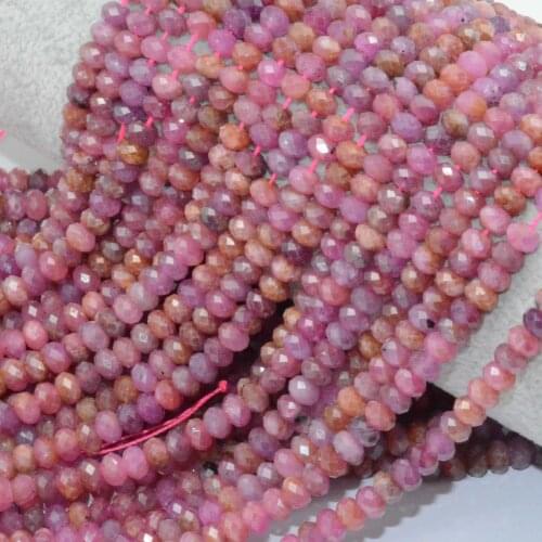 Natural Simple Quality Ruby Faceted Rondelle Beads 3x5mm/ 2.5x4.3mm