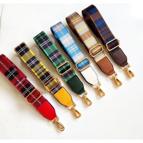 3.8cm width colorful grid style nylon bag belt DIY single shoulder Inclined shoulder bag strap adjustable 80~130cm