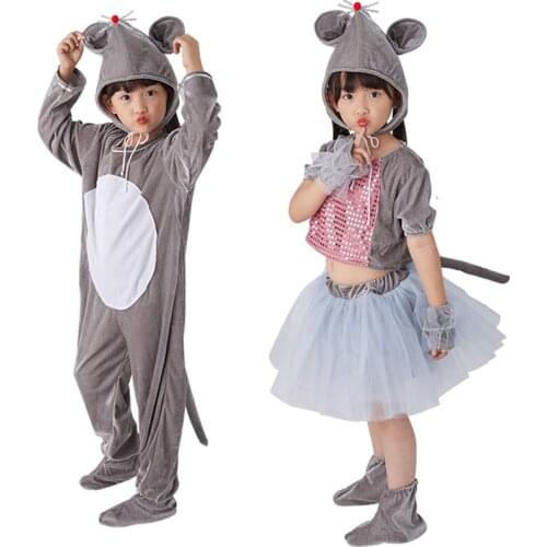 Kid Halloween party cosplay cute grey mouse costume children clothing animal funny dress clothes for boys girls