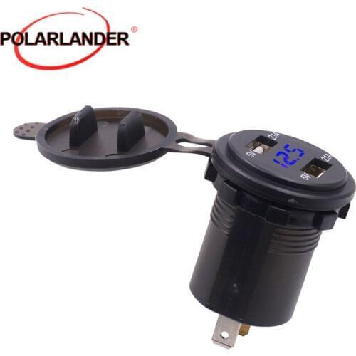 For Car Motorcycle ATV RV SUV Boats Yacht Reverse Protection Voltage Meter ABS Nylon Waterproof Voltmeter 4.2A Dual USB