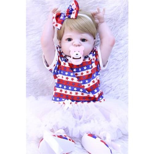 Dollmai 22" Fashion brand girl doll reborn full body silicone vinyl can enter water bath doll toys bebe gift reborn realista