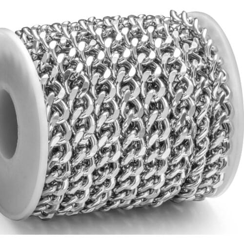 1M Stainless Steel Double-sided Grinding Waist Chain Pants Chains For DIY Jewelry Making Accessories Necklace Bracelet Crafts