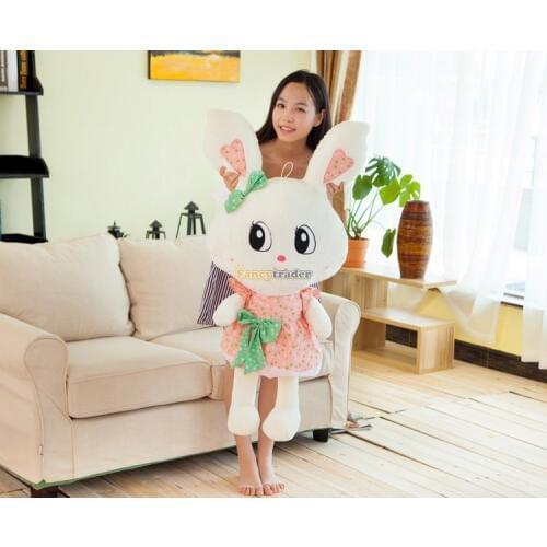 Fancytrader Fashion Rabbit Toy 1 pc 43'' 110cm Giant Plush Stuffed Rabbit Bunny with Cute Dress, 2 Colors! Free Shipping FT90541