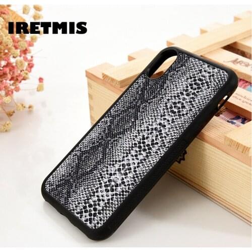 Iretmis 5 5S SE 6 6S TPU Silicone Rubber Phone Case Cover for iPhone 7 8 Plus X Xs 11 12 MINI Pro Max XR Snakeskin Pattern