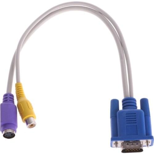 HOT VGA Male to TV S-Video RCA AV Converter Cable Adapter