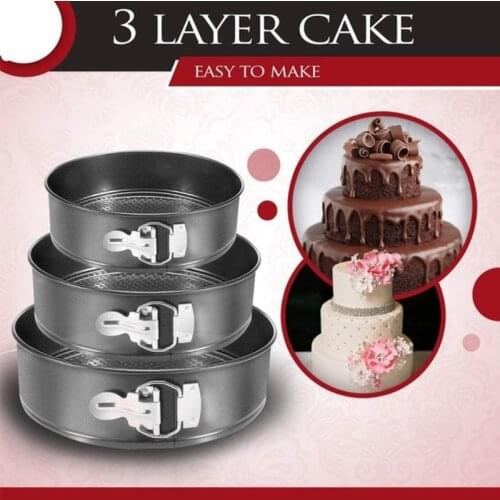 3Pcs Set Baking Cake Mold Carbon Steel Non-Stick Baking Round Mold Removable Bottom Cake Bake Tin Tray Kitchen Cake Tools