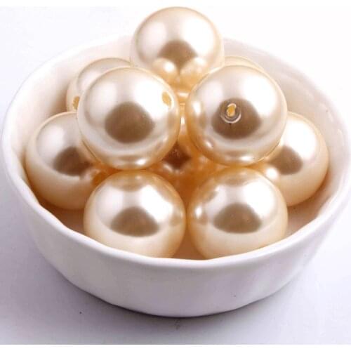 Kwoi vita A01 ivory yellow color Chunky Fashion 20mm acrylic Imitation Pearl 100pcs a lot for kids Beaded Jewelry