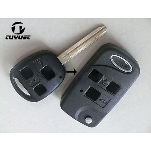 Tuyuet 3 Buttons Modified Flip Folding Remote Key Shell Blank Key Case for Toyota Camry 2.4