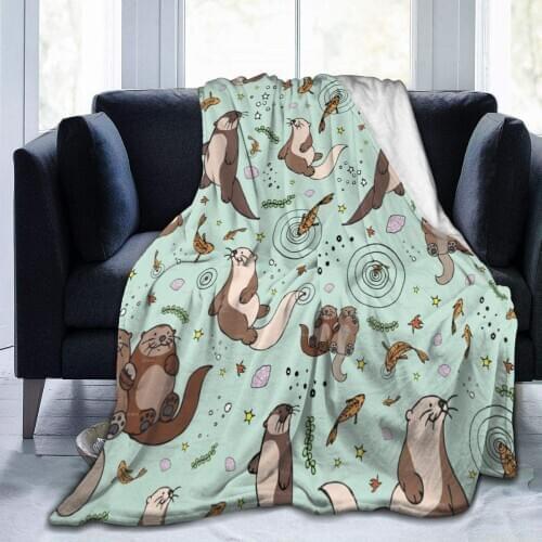 Sea Otters Fleece Blanket Thermal Fleece Blanket Premium Flannel Fleece Throw Blanket Luxury Couch Throw Blanket for Bed Couch