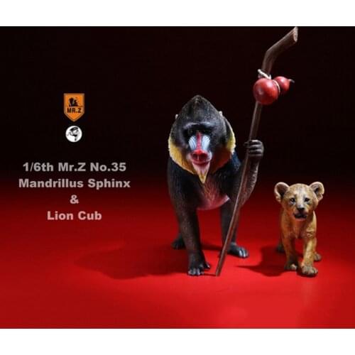 Mr.Z MRZ035 Animal Model 1/ 6 Scale Mandrillus Sphinx & Lion Cub set Resin Material for 12 inches Action Figure Scence Acces