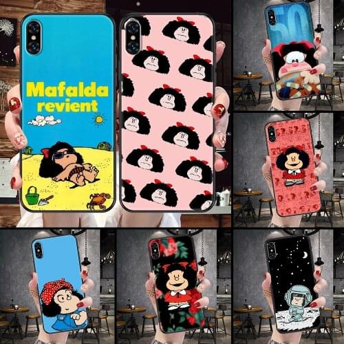 Cartoon Mafalda Phone Case For iphone 5 5S SE 2 6 6S 7 8 11 12 Mini Plus X XS XR Pro Max black silicone waterproof soft prime 3D