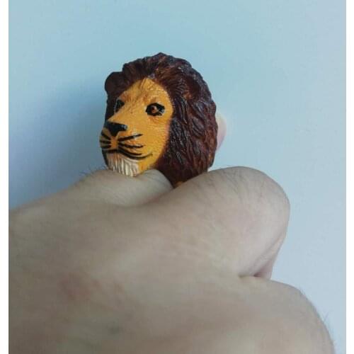 New Trendy Personalized Cute Adjustable Lion Ring Large Meatball Jewelry