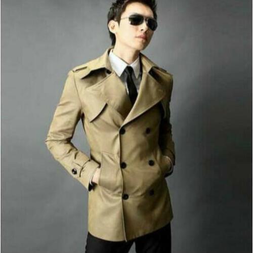 Khaki teenage new arrival slim sexy trench coat men fashion mens medium-long trench coat classic outerwear plus size S - 9XL