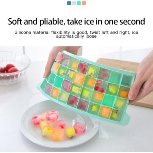 New Ice Cube Tray Creative Small Ice Cube Mold Silicone Fruit Ice Cube Maker DIY Square Shape Kitchen Accessories Removable Lids