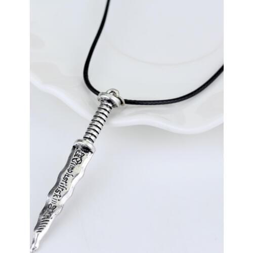 Emma Swan ONce Upon a Time Dark Swan Dagger Necklace the Antique Dagger Pendant Necklace with Leather Rope for fans gifts