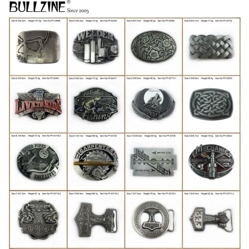 Bullzine Zinc Alloy Mjolnir THORSHAMMER VIKING JUDAS Skull Belt Buckle Welder Wolf CARPENTER MECHANIC Celtic Fishing Belt Buckle