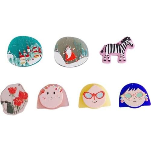 Christmas style 40pcs/lot color pattern print cartoon girls heads/irregular shape acrylic beads diy jewelry earring accessory