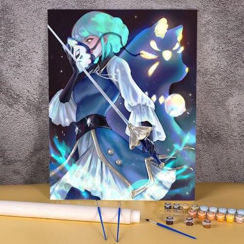 Cartoon Girl Woman DIY Painting By Numbers Kit Acrylic Paints 40*50 Paiting By Numbers Wall Paintings For Handicraft