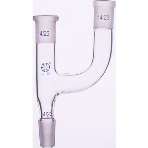 Two connection pipe,High borosilicate glass two joint pipe,Female 14/23,Male 14/23,Laboratory glassware,Claisen connector